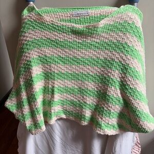 Urban Outfitters Green & Cream Striped Off-the-Shoulder Sweater